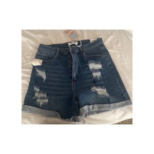 Ripped stretchy blue Jean shorts 2x